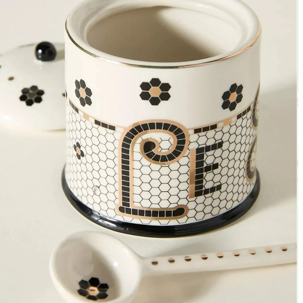 NEW Anthropologie Bistro Tile Sugar Bowl